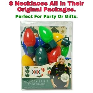 8 Pk Flashing LED Light up Christmas Bulb Necklace